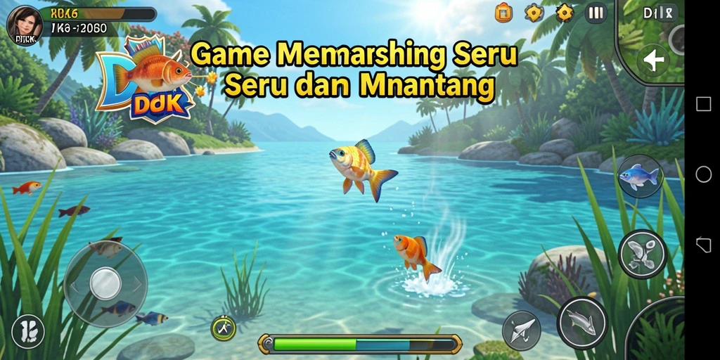 Screenshot utama DKK menampilkan gameplay memancing yang seru dan interaktif.