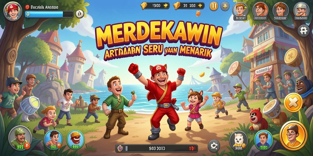 Tampilan menarik di <strong>MERDEKAWIN</strong> menampilkan aksi seru dalam game Arcade.