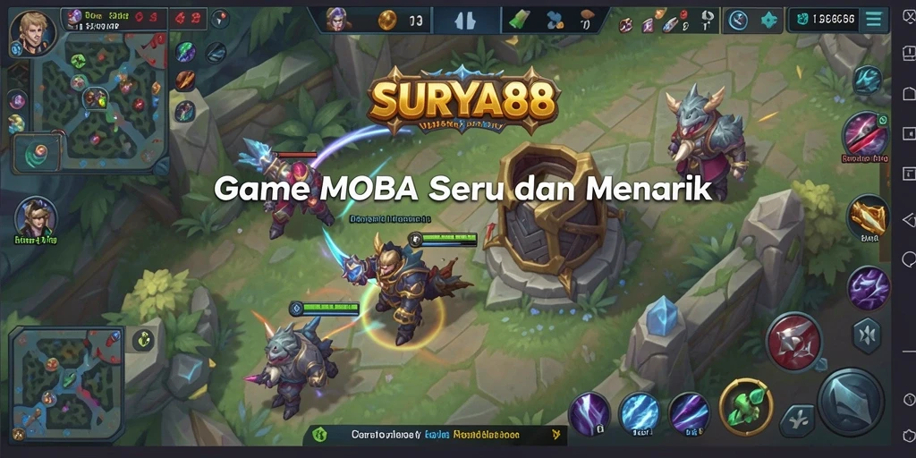 Gameplay seru dalam pertempuran tim MOBA.