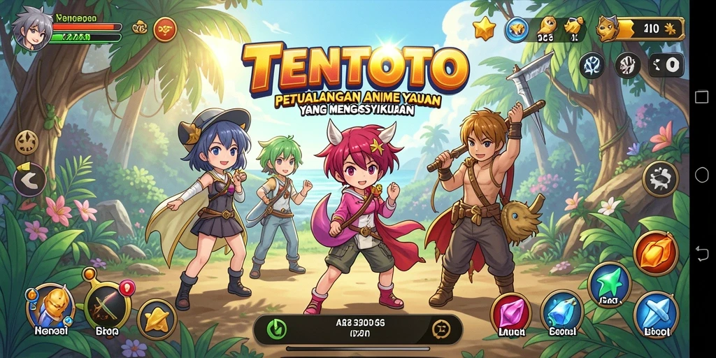Screenshot TENTOTO menampilkan aksi seru dalam petualangan Anime.